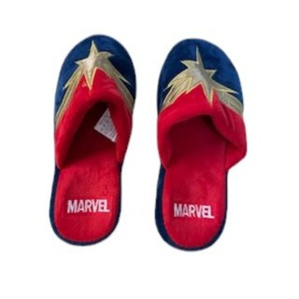 Marvel  Captain Marvel House Slippers Slip On Red Blue Size 6-8